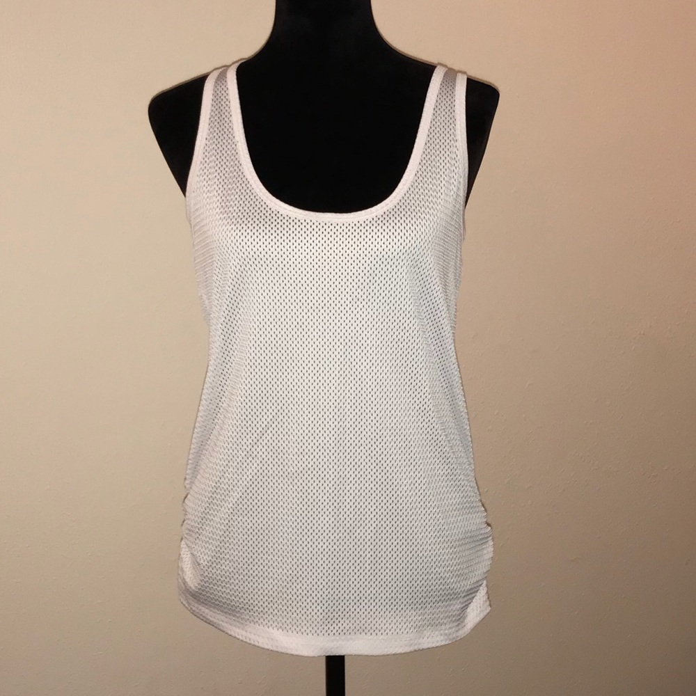 BEBE Sport white mesh work out active wear top